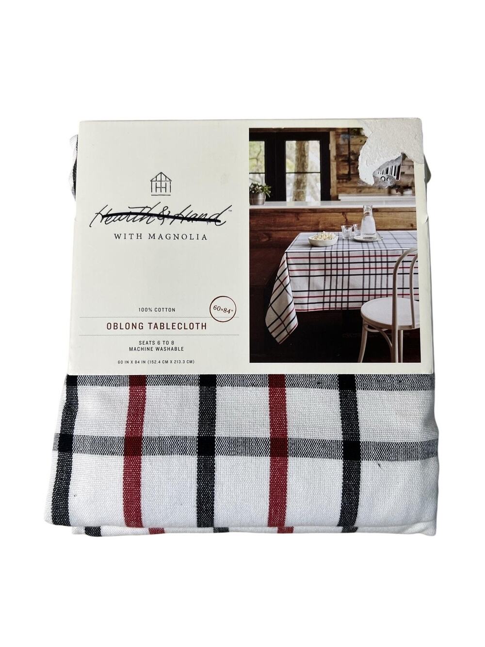 Hearth & Hand With Magnolia Throw White Non-Standard 100% Cotton Plaid Farmhouse